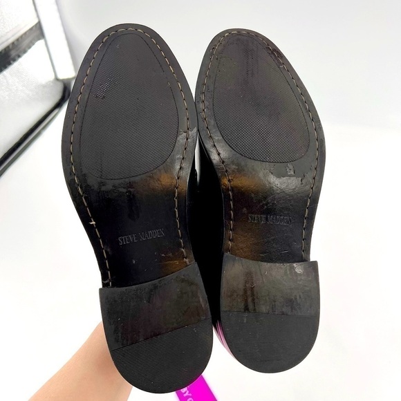 STEVE MADDEN P-CARTUR MENS BLACK LEATHER SLIP ON CASUAL LOAFERS SHOES size 11.5 - Picture 7 of 12